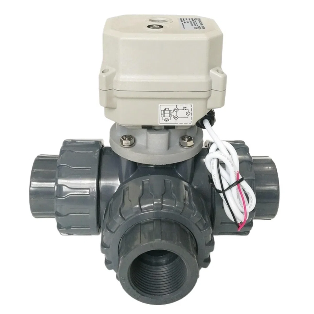 Válvula De Agua Eléctrica De Plástico De 3 Vías Con Actuador De 230 V, Válvula De Bola Motorizada Eléctrica Con Certificación IP67 For La Industria Química.(NPT THREAD_CR301)