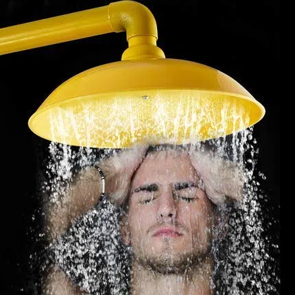 Estación lavaojos de Emergencia y Conjunto de Ducha con caudal de Agua de 12 l/min, Lavabo de Acero Inoxidable y ABS para Uso Industrial.