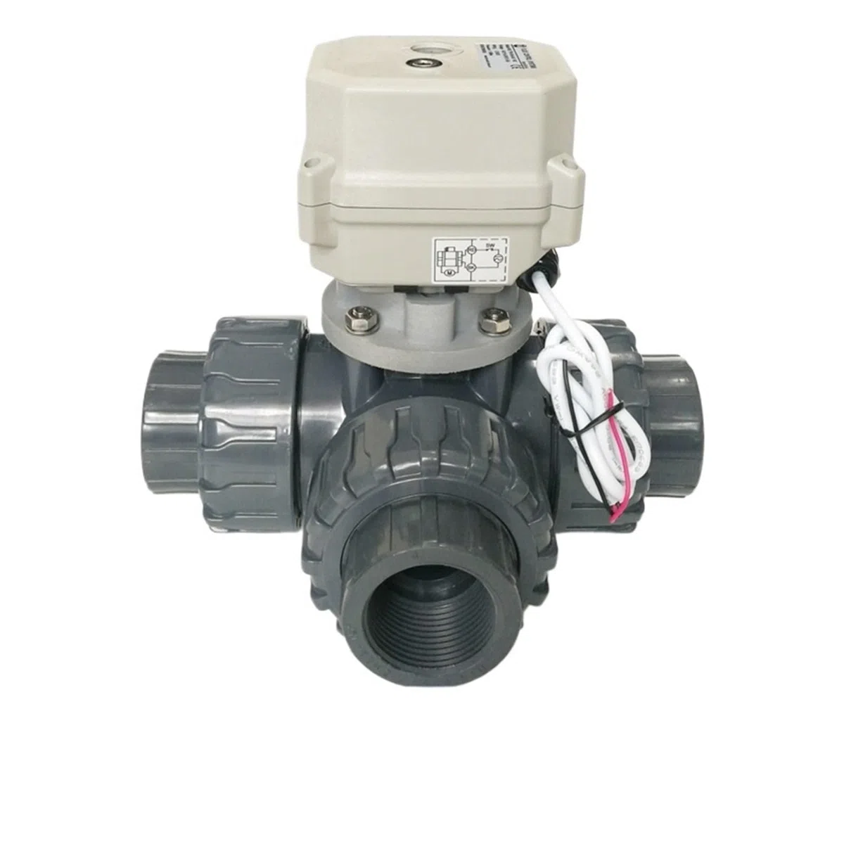 Válvula De Agua Eléctrica De Plástico De 3 Vías Con Actuador De 230 V, Válvula De Bola Motorizada Eléctrica Con Certificación IP67 For La Industria Química.(NPT THREAD_CR301)