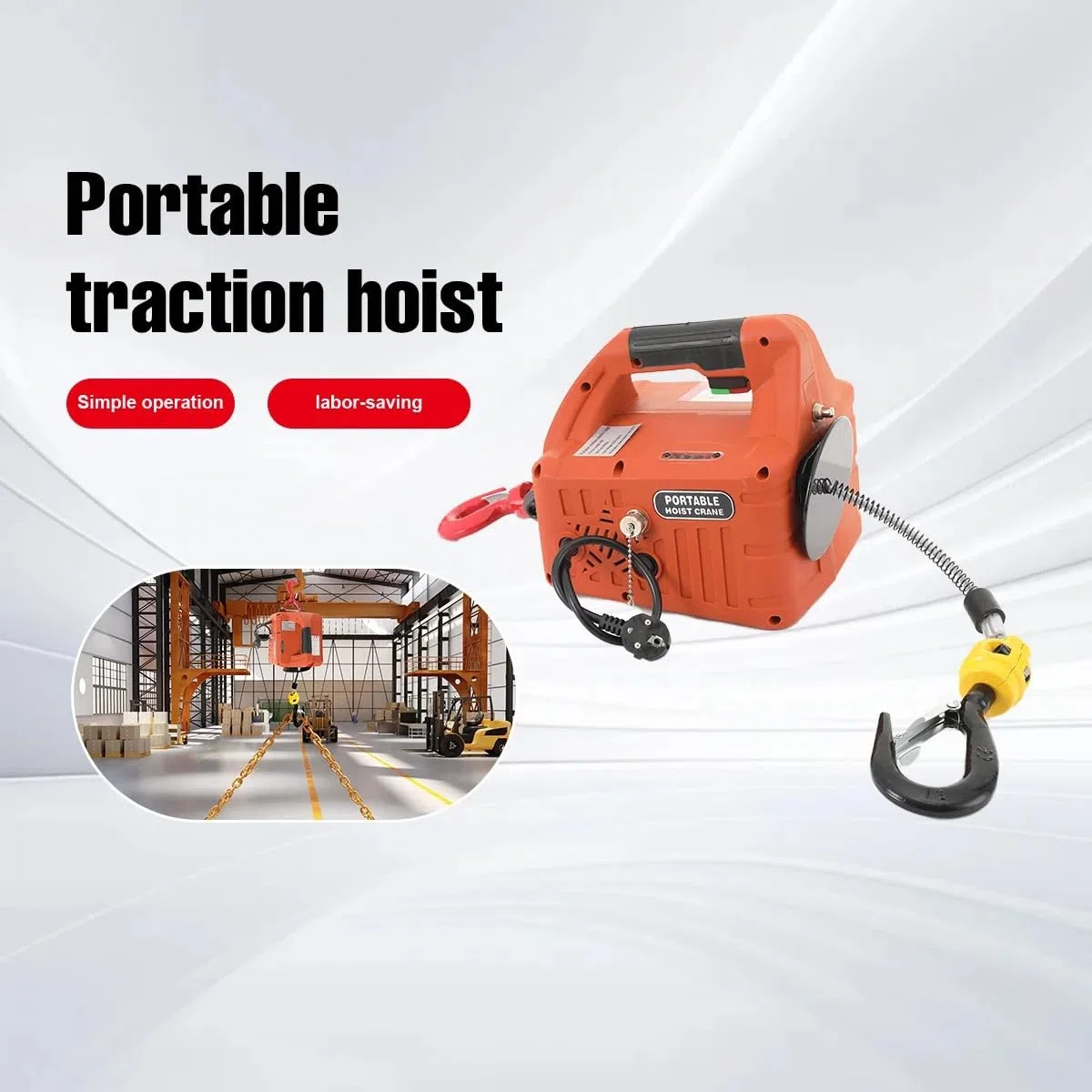 Cabrestante Eléctrico Polipasto eléctrico de 1500W, cabrestante eléctrico portátil, grúa, máquina de Control remoto inalámbrico, 500kg con Polipasto Eléctrico