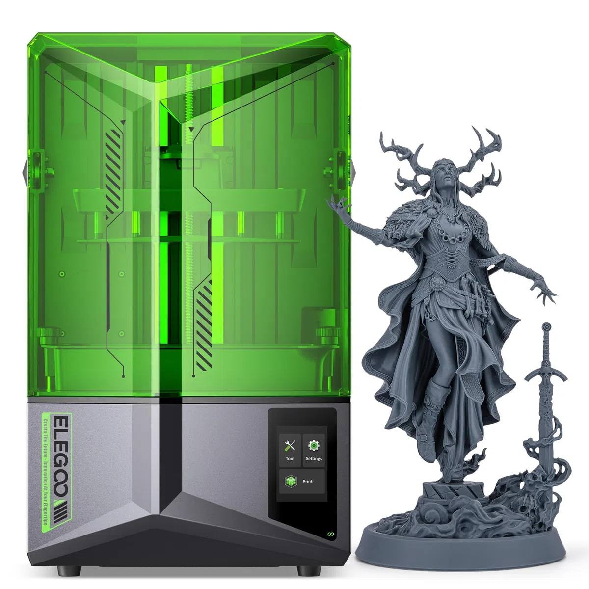 ELEGOO Saturn 4 12K Impresora 3D Resina MSLA - Pantalla LCD 10" 12K - Nivelación Automática con Sensor Mecánico Inteligente - Área Impresión 219x123x220mm - Ideal para Profesionales
