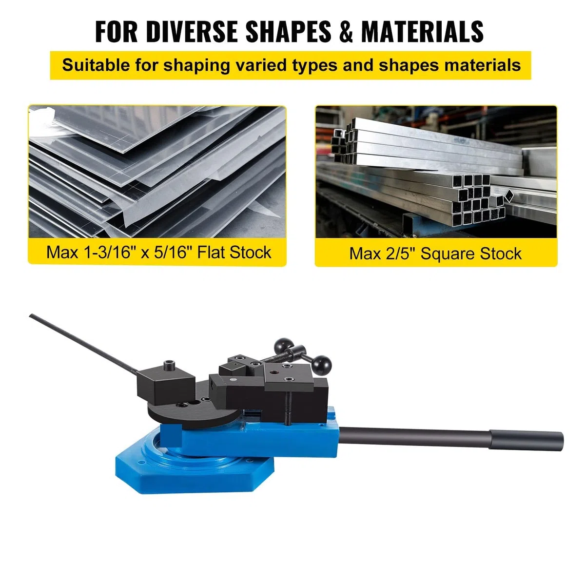Dobladora de Metal Universal, Herramienta doblado Barras Planas cuadradas Redondas Placa Acero en Espiral multifunción SBG-40 for producción Construcción