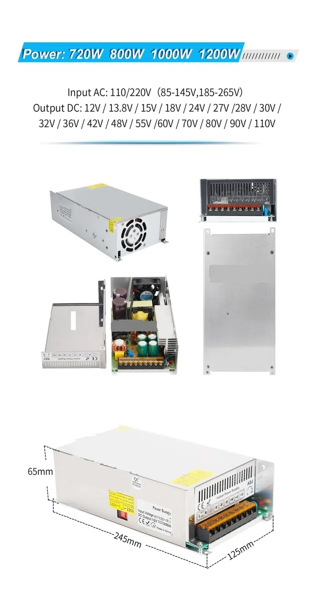 Fuente de alimentación de CC, Fuente de alimentación conmutada de CA a CC 90V 8A 720W, Transformador de accionamiento, for Equipos eléctricos electrónicos industriales de Motor CNC, etc.