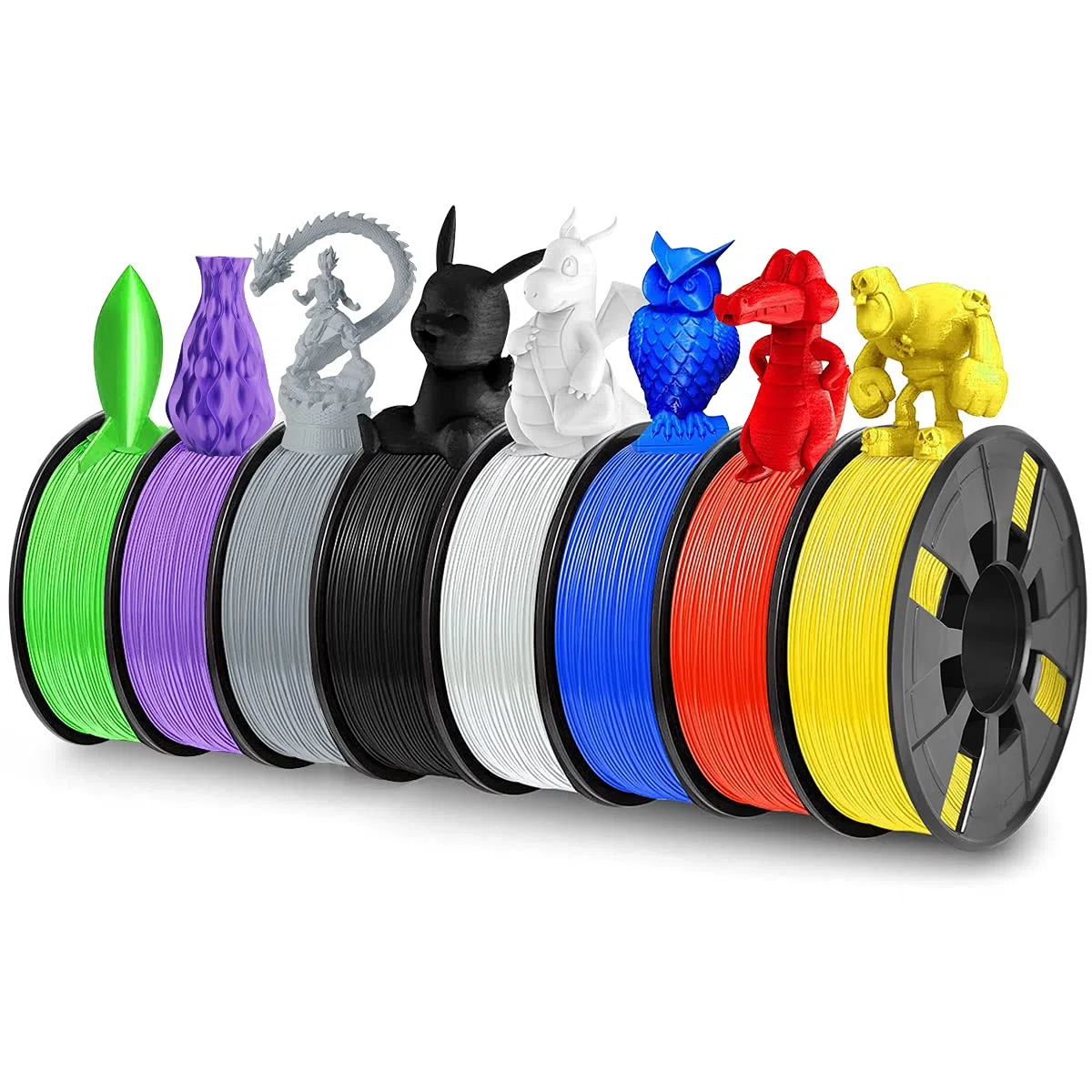 Paquete de 8 filamentos de impresora 3D, Dveda 1,75 mm PLA 3D filamento en total de 2 kg, precisión dimensional de 8 colores +/- 0,03 mm, ampliamente compatible para impresión 3D