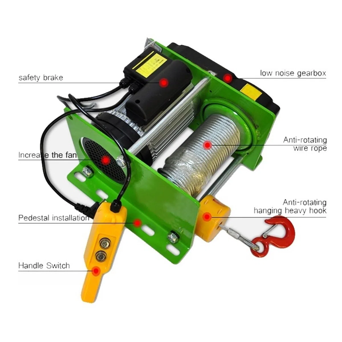 Montacargas eléctrico Mini Polipasto Micro De 220v, Cabrestante De Registro Eléctrico De 500-1000kg Y 30m