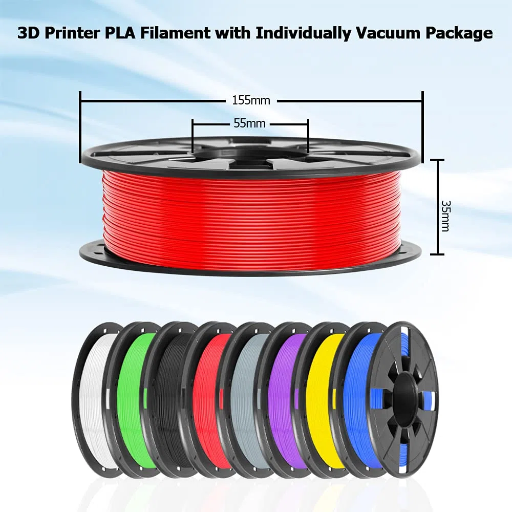 Paquete de 8 filamentos de impresora 3D, Dveda 1,75 mm PLA 3D filamento en total de 2 kg, precisión dimensional de 8 colores +/- 0,03 mm, ampliamente compatible para impresión 3D