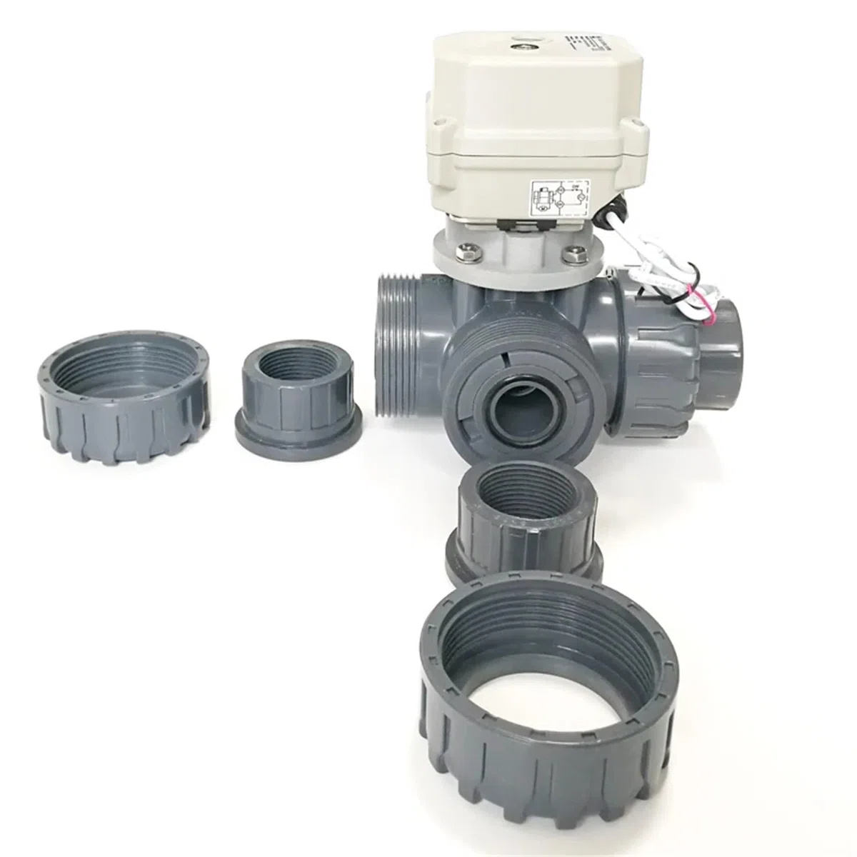 Válvula De Agua Eléctrica De Plástico De 3 Vías Con Actuador De 230 V, Válvula De Bola Motorizada Eléctrica Con Certificación IP67 For La Industria Química.(NPT THREAD_CR301)