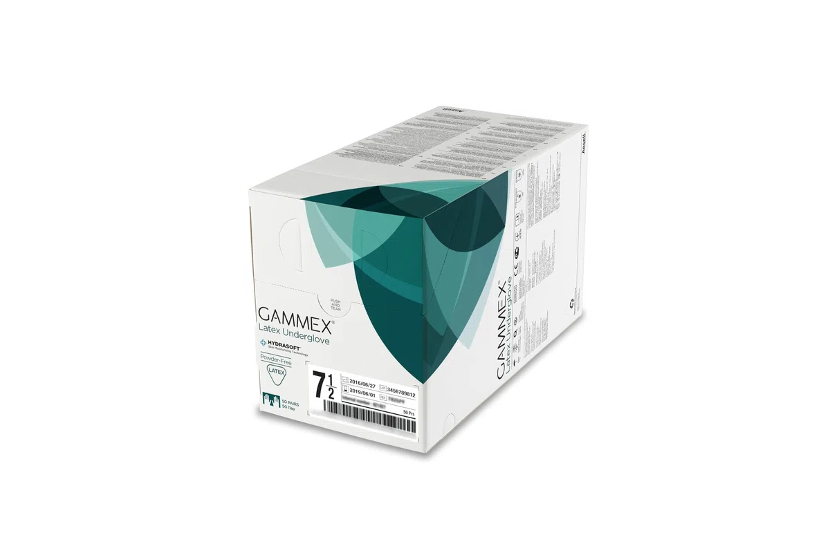 Guantes quirúrgicos estériles sin polvo Ansell GAMMEX de látex, para usar debajo, talla 5.5, verdes (50 pares)