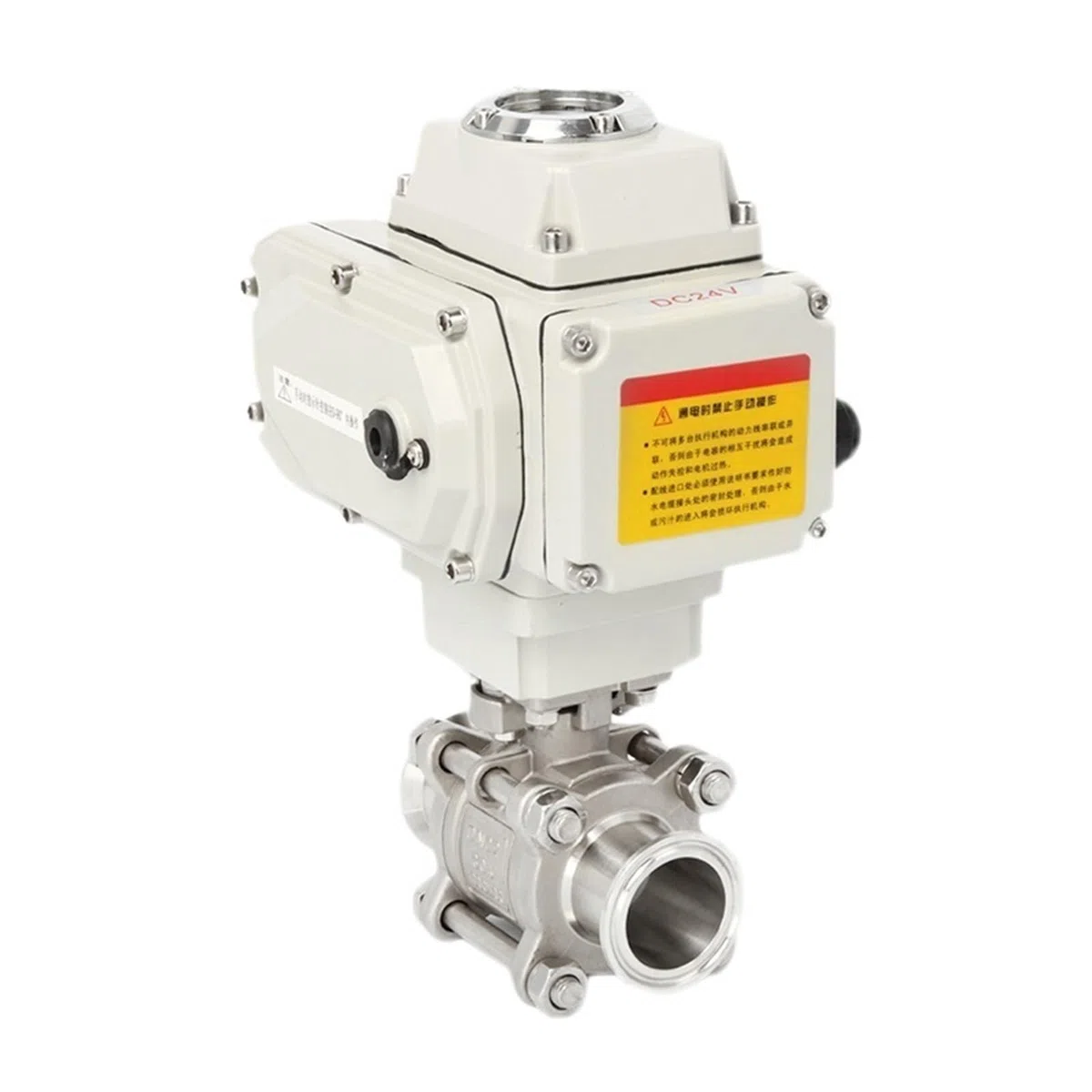 Válvula de bola de agua motorizada de tres abrazaderas de acero inoxidable 304 DN15 de 3 piezas(220VAC)