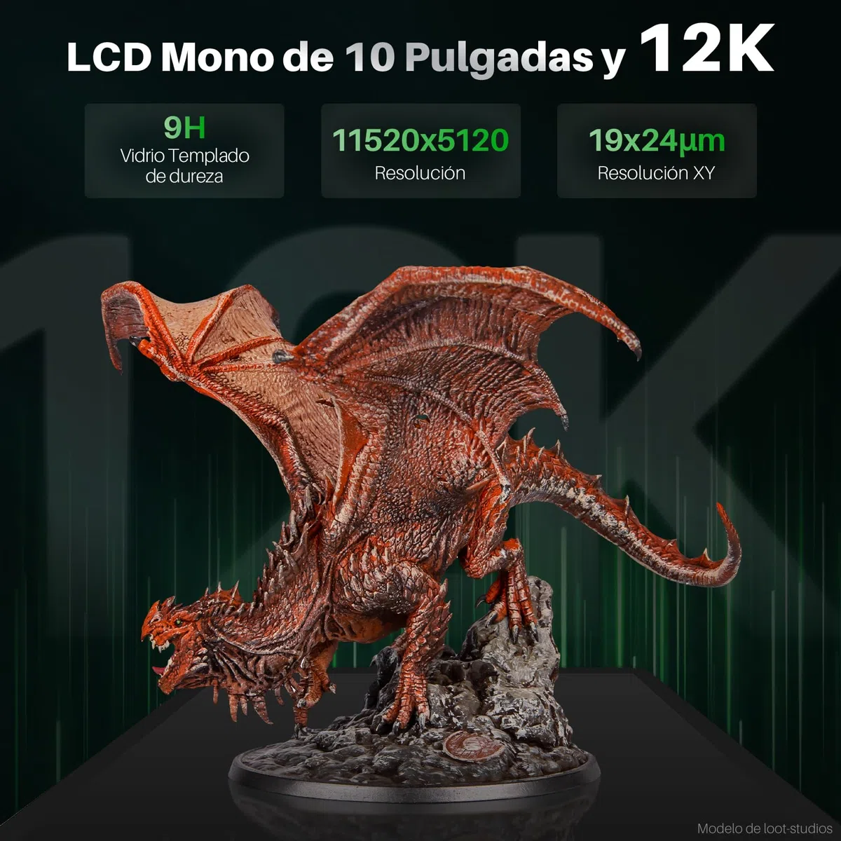 ELEGOO Saturn 4 12K Impresora 3D Resina MSLA - Pantalla LCD 10" 12K - Nivelación Automática con Sensor Mecánico Inteligente - Área Impresión 219x123x220mm - Ideal para Profesionales
