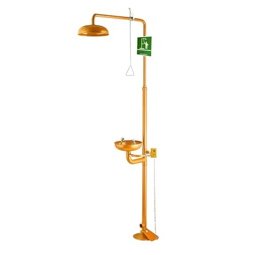 Estación lavaojos de Emergencia con Ducha - Lavaojos de Seguridad de Acero Inoxidable S304, Kit accionado por Pedal para instalación en Exteriores en fábricas, Laboratorios, talleres y Plant