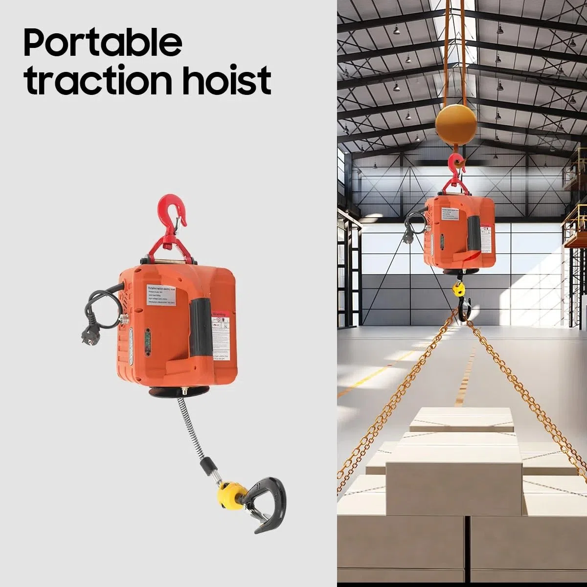 Cabrestante Eléctrico Polipasto eléctrico de 1500W, cabrestante eléctrico portátil, grúa, máquina de Control remoto inalámbrico, 500kg con Polipasto Eléctrico